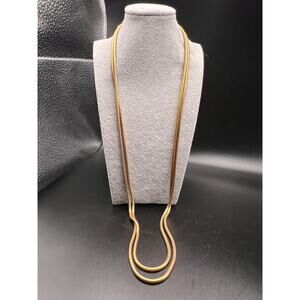 Vintage crown Trifari gold snake chain opera length 60" elegant minimalist